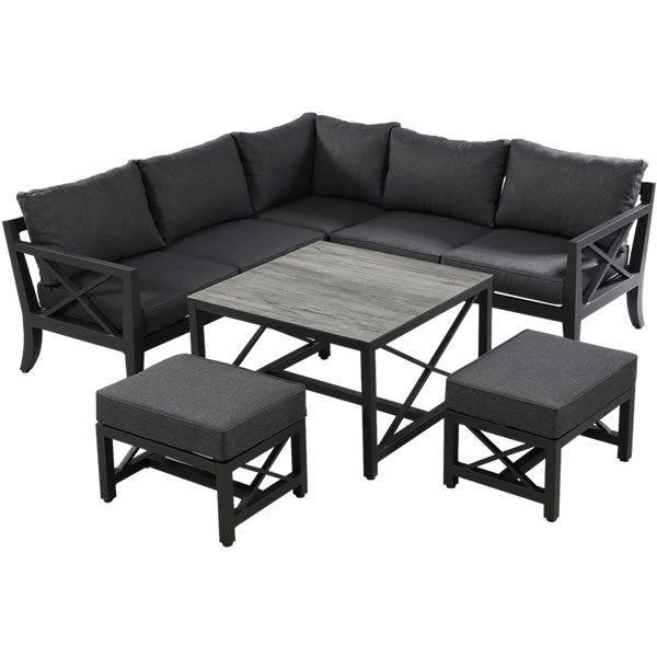 Sorrento Casual Dining suite by Hartman is an all weather garden furniture suite made with aluminium and weather ready cushions. 